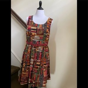 A-Line Dress with book print